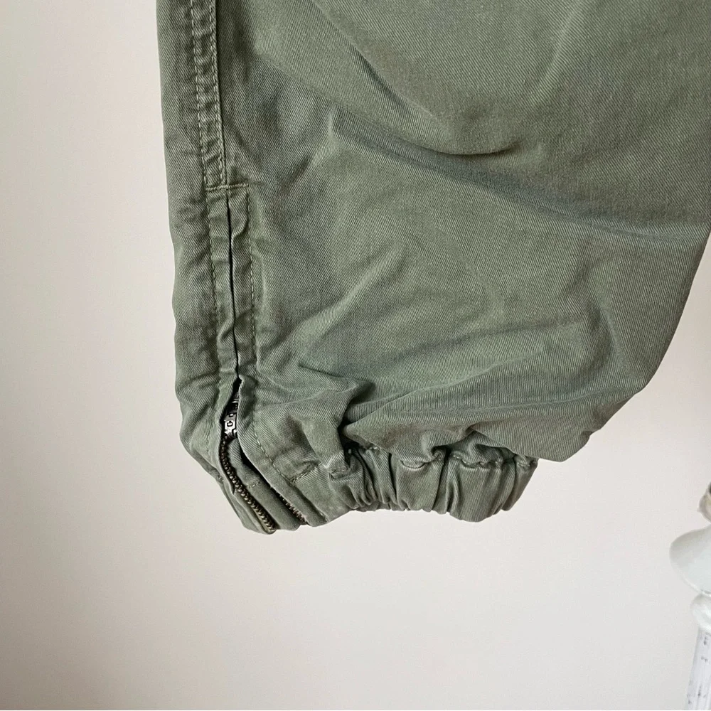 NILI LOTAN Olive Green Cropped French Military Cotton Twill Zipper Ankle Pants 8 - Picture 7 of 11